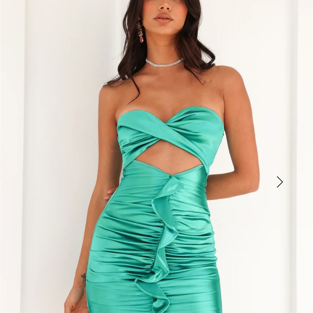 Hello Molly Strapless Teal Dress